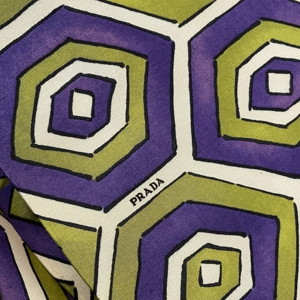 Prada Fall/Winter 2012 Geometric Silk Fit & Flare Short Sleeve Dress Sz. 40 - Picture 6 of 11